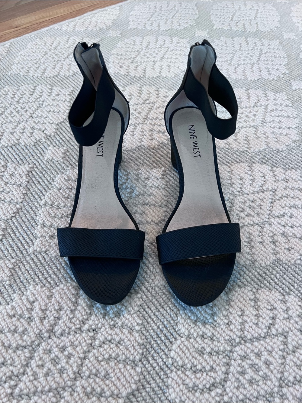 Nine West Black Ankle-Strap Block Heel Sandals. Worn once/like new